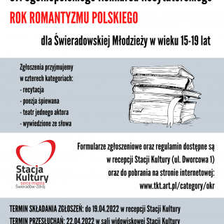 ELIMINACJE DO 67. Ogólnopolskiego Konkursu Recytatorskiego ROK ROMANTYZMU POLSKIEGO