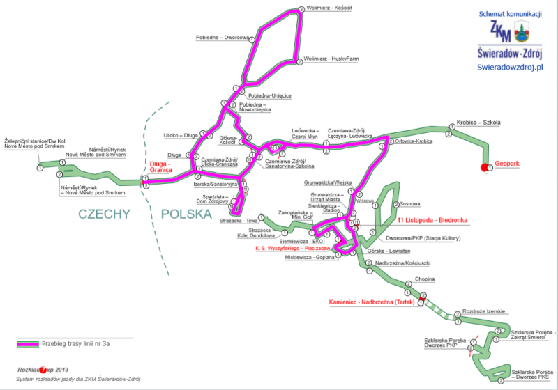 Rozkład i schemat trasy linii nr 3A