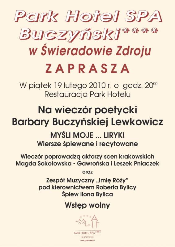 Wieczór poetycki Barbary Buczyńskiej Lewkowicz