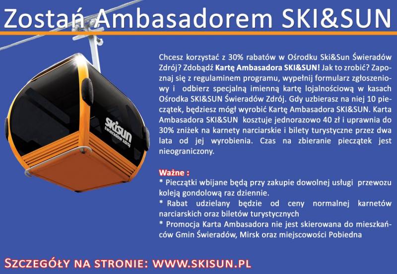 Karta Ambasadora SKI&SUN Świeradów Zdrój