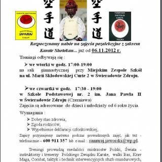 ZAPISY DO SEKCJI KARATE Świeradów-Zdrój                                                                                         