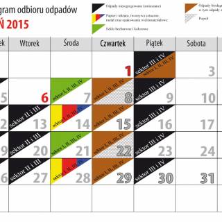 Harmonogram odbioru odpadów na styczeń 