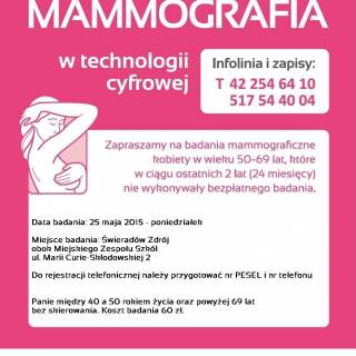 BEZPŁATNE BADANIA MAMMOGRAFICZNE