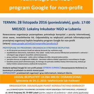 BEZPŁATNE DORADZTWO dla NGO - LISTOPAD 2016 / Lubań