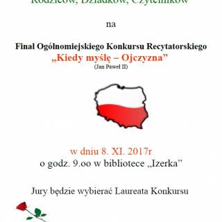 Finał Ogólnomiejskiego Konkursu Recytatorskiego  „Kiedy myślę – Ojczyzna”