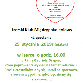 IZERSKI KLUB MIĘDZYPOKOLENIOWY ZAPRASZA NA SPOTKANIE