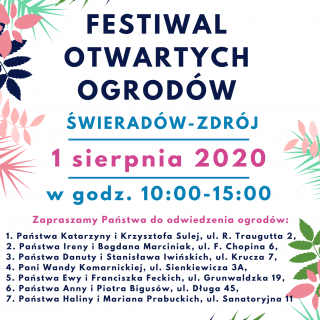 FESTIWAL OTWARTYCH OGRODÓW Świeradów-Zdrój 2020 