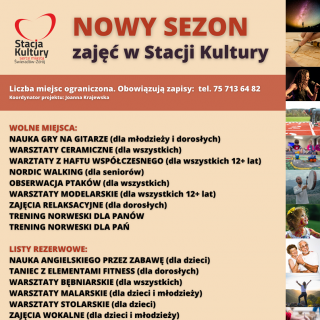 NABÓR NA ZAJĘCIA KULTURALNE I REKREACYJNE W STACJI KULTURY