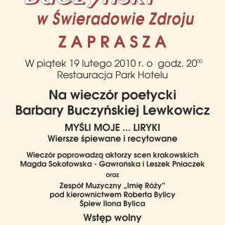 Wieczór poetycki Barbary Buczyńskiej Lewkowicz