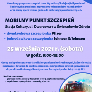 MOBILNY PUNKT SZCZEPIEŃ - 25.09.2021