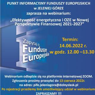 PUNKT INFORMACYJNY FUNDUSZY EUROPEJSKICH ZAPROSZA NA WEBINARIUM