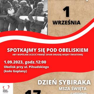 OBCHODY 84. ROCZNICY WYBUCHU II WOJNY ŚWIATOWEJ - 01.09.2023 r. i DNIA SYBIRAKA - 17.09.2023 r.