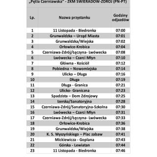 Rozkład jazdy linii nr 3A ważny od 04.09.2023 r. do 22.06.2024 r.