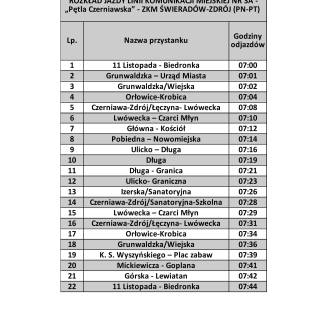 Rozkład jazdy linii nr 3A ważny od 02.09.2024 r.