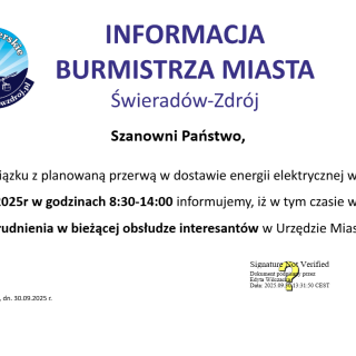 PRZERWA W DOSTAWIE ENERGII ELEKTRYCZNEJ>