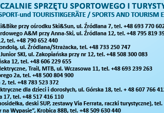 NIEZBĘDNIK TURYSTY - AKTUALIZACJA INFORMACJI O WYPOŻYCZALNIACH SPRZĘTU SPORTOWEGO
