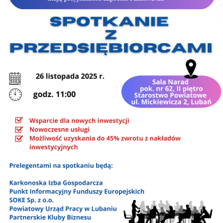 ZAPROSZENIE NA SPOTKANIE Z PRZEDSIĘBIORCAMI