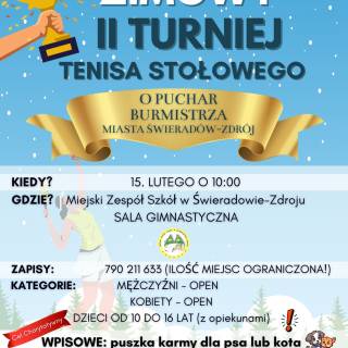 II EDYCJA ZIMOWEGO TURNIEJU TENISA STOŁOWEGO